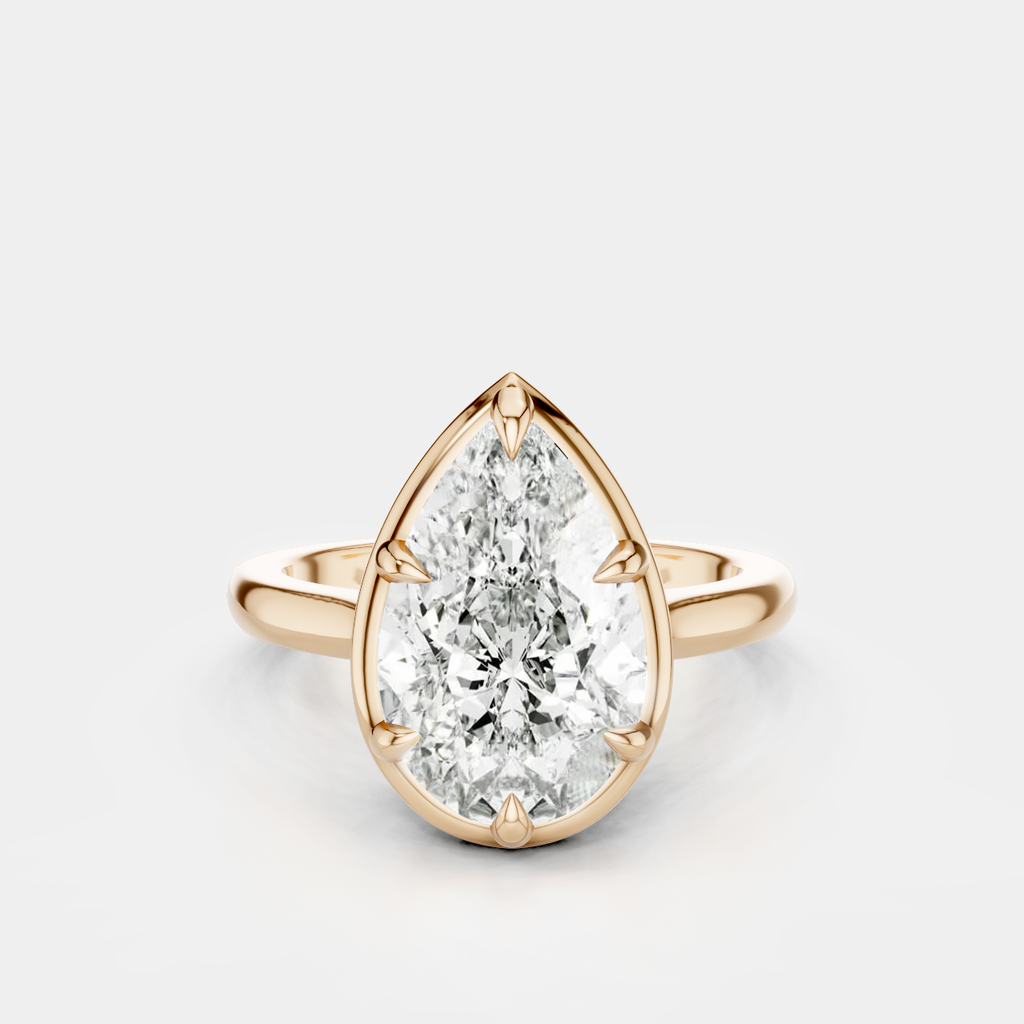 Vestry 3ct pear solitaire scalloped engagement ring in 18ct rose gold
