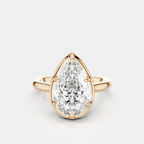 Vestry 3ct pear solitaire scalloped engagement ring in 18ct rose gold