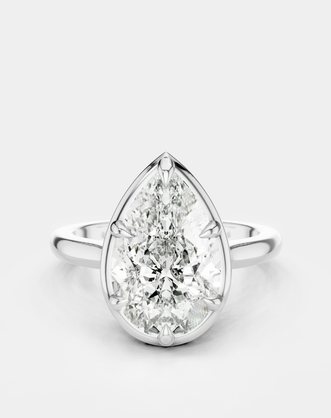 Vestry 3ct pear solitaire scalloped engagement ring in 18ct white gold