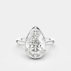 Vestry 3ct pear solitaire scalloped engagement ring in 18ct white gold