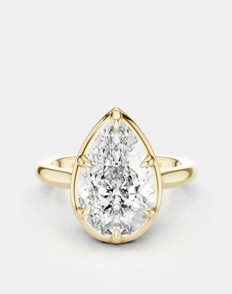 Vestry 3ct pear solitaire scalloped engagement ring in 18ct yellow gold
