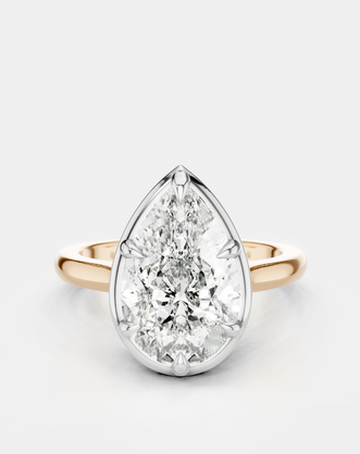 Vestry 3ct pear solitaire scalloped engagement ring in 18ct rose gold