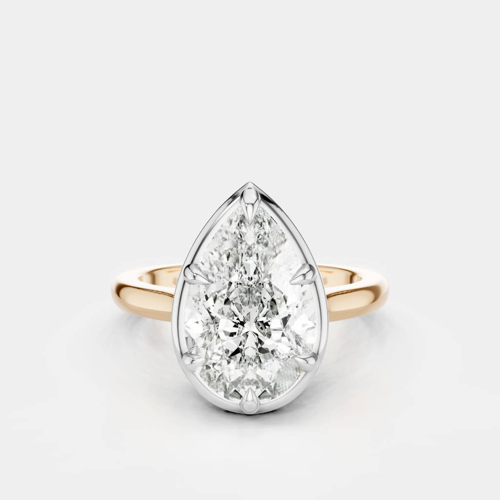 Vestry 3ct pear solitaire scalloped engagement ring in 18ct rose gold