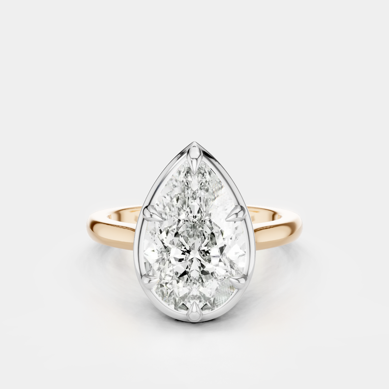 Vestry 3ct pear solitaire scalloped engagement ring in 18ct rose gold
