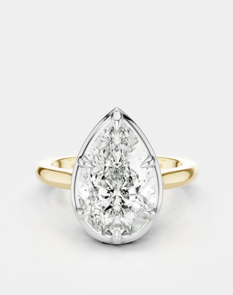 Vestry 3ct pear solitaire scalloped engagement ring in 18ct yellow gold