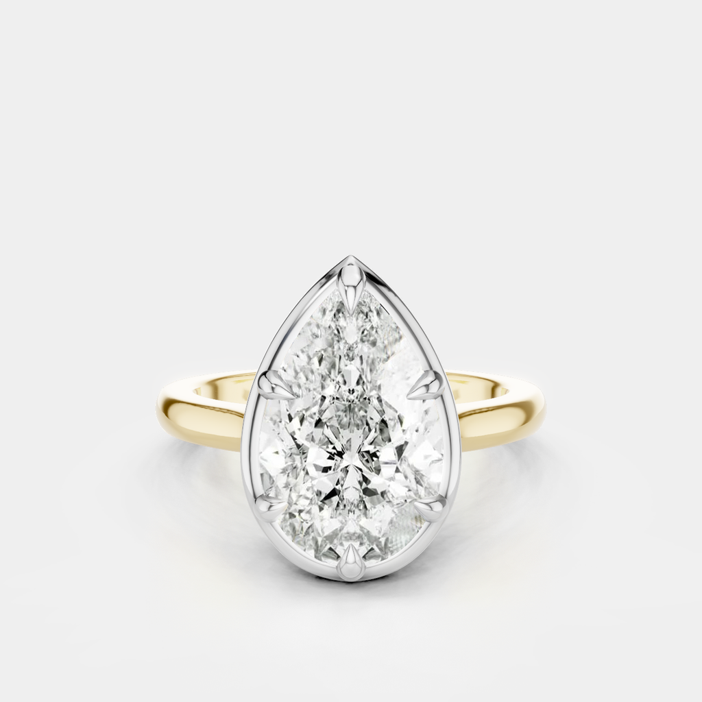 Vestry 3ct pear solitaire scalloped engagement ring in 18ct yellow gold