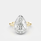 Vestry 3ct pear solitaire scalloped engagement ring in 18ct yellow gold