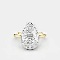 Vestry 3ct pear solitaire scalloped engagement ring in 18ct yellow gold