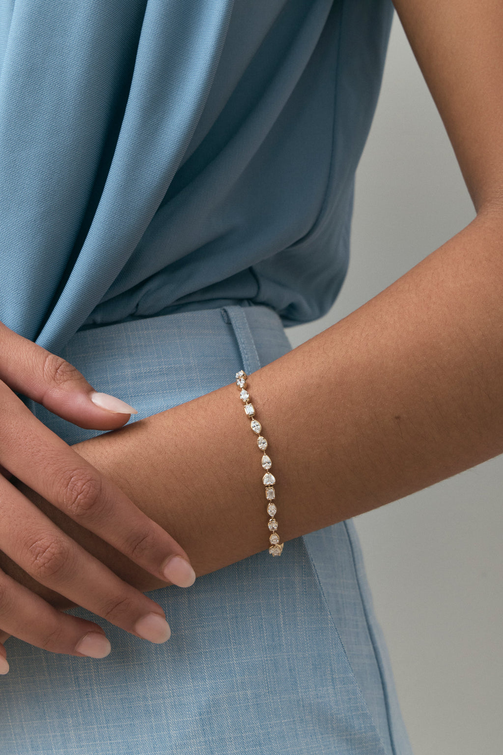 Willow Mixed Shape Tennis Bracelet on wrist