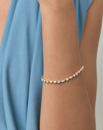 Willow Mixed Shape Tennis Bracelet 18ct yellow gold on wrist 