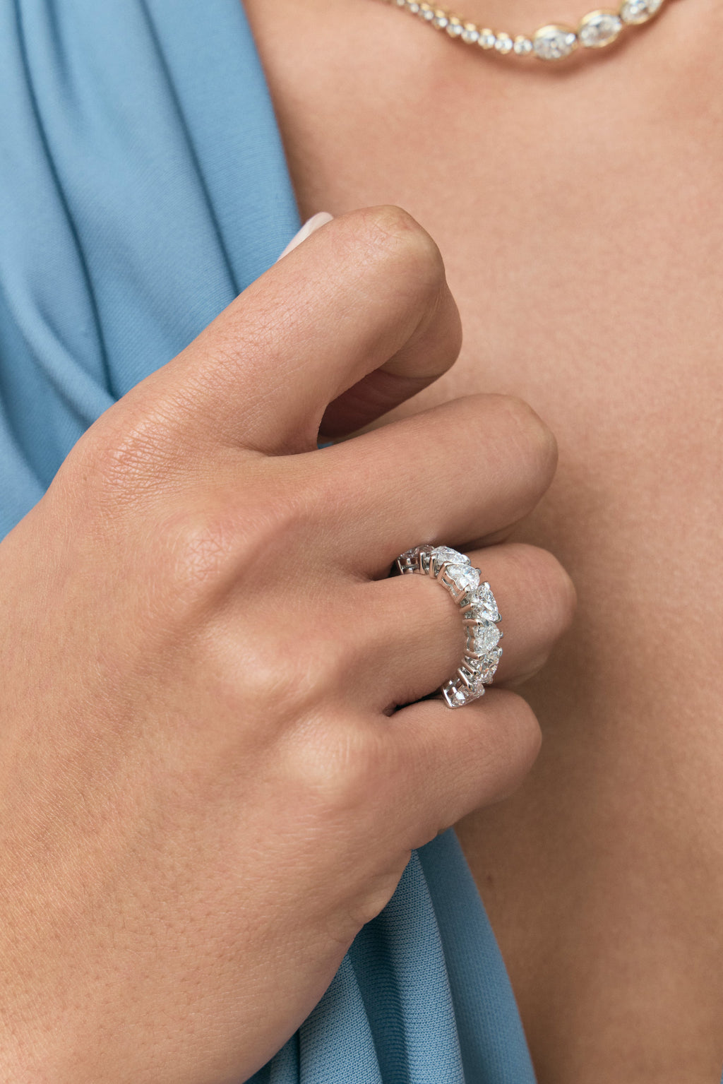 Melrose 0.30ct heart shape half eternity band in platinum