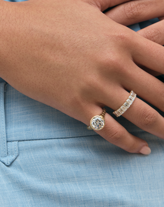 Soho 0.30ct emerald cut half eternity band in 18ct yellow gold