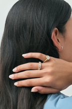 Soho 0.30ct emerald cut half eternity band in 18ct yellow gold