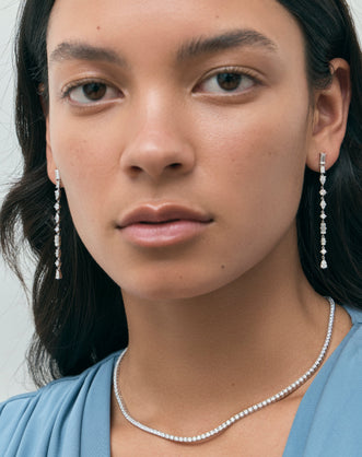 Lucile round brilliant claw set tennis necklace 18ct white gold