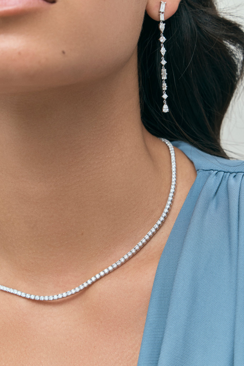 Claw set diamond tennis necklace Lucile by LOHR