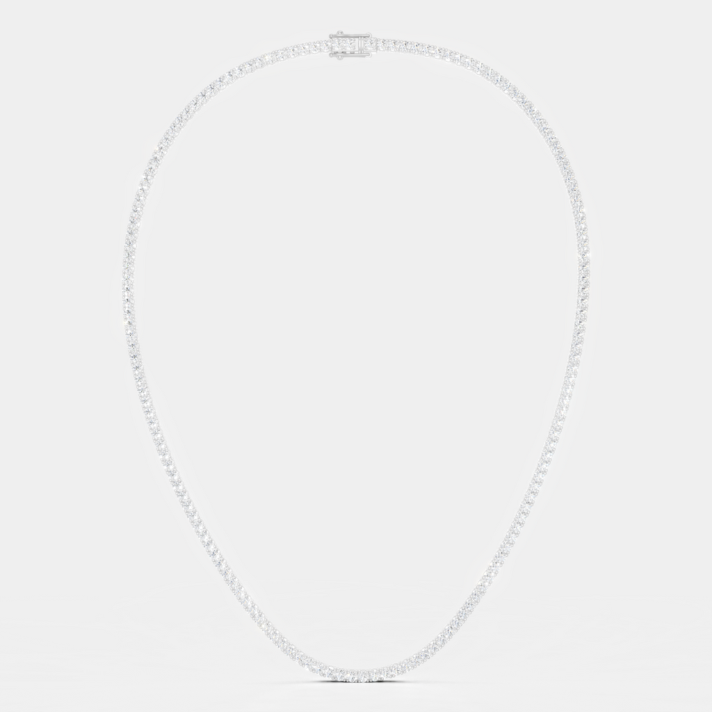 Lucile round brilliant claw set tennis necklace 10ct in white gold