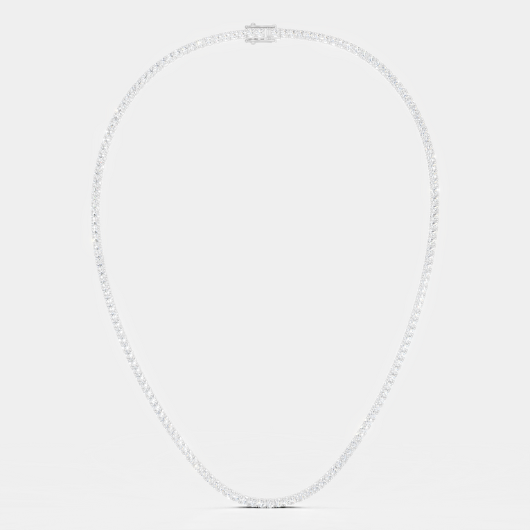 Lucile round brilliant claw set tennis necklace 10ct in white gold