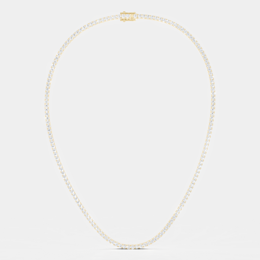 Lucile round brilliant claw set tennis necklace 10ct in yellow gold
