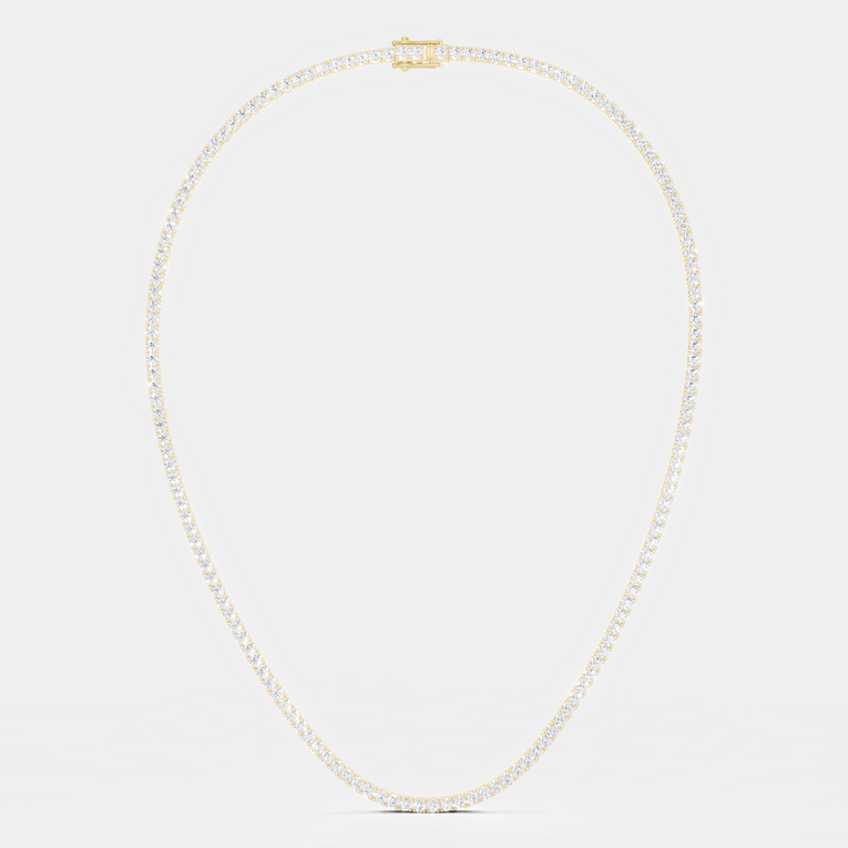 Lucile round brilliant claw set tennis necklace 10ct in yellow gold