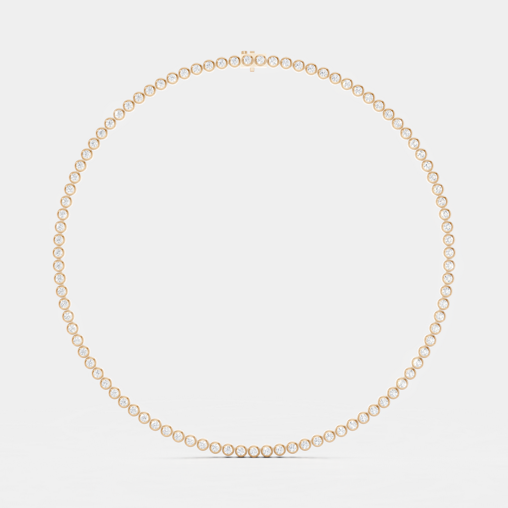 York bezel set tennis necklace in 18ct Rose gold