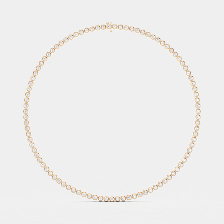 York bezel set tennis necklace in 18ct Rose gold