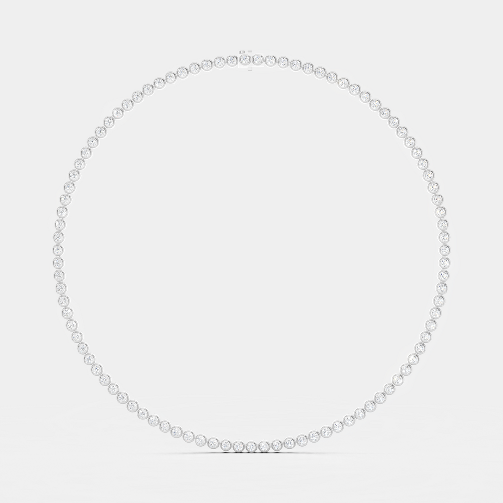 York bezel set tennis necklace in 18ct white gold detail view