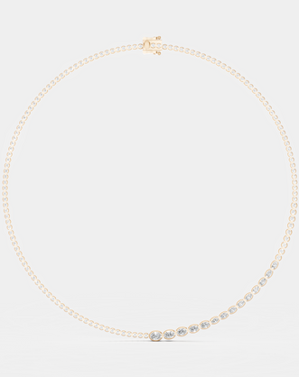 Mateo Semi bezel graduated necklace in 18ct rose gold close-up