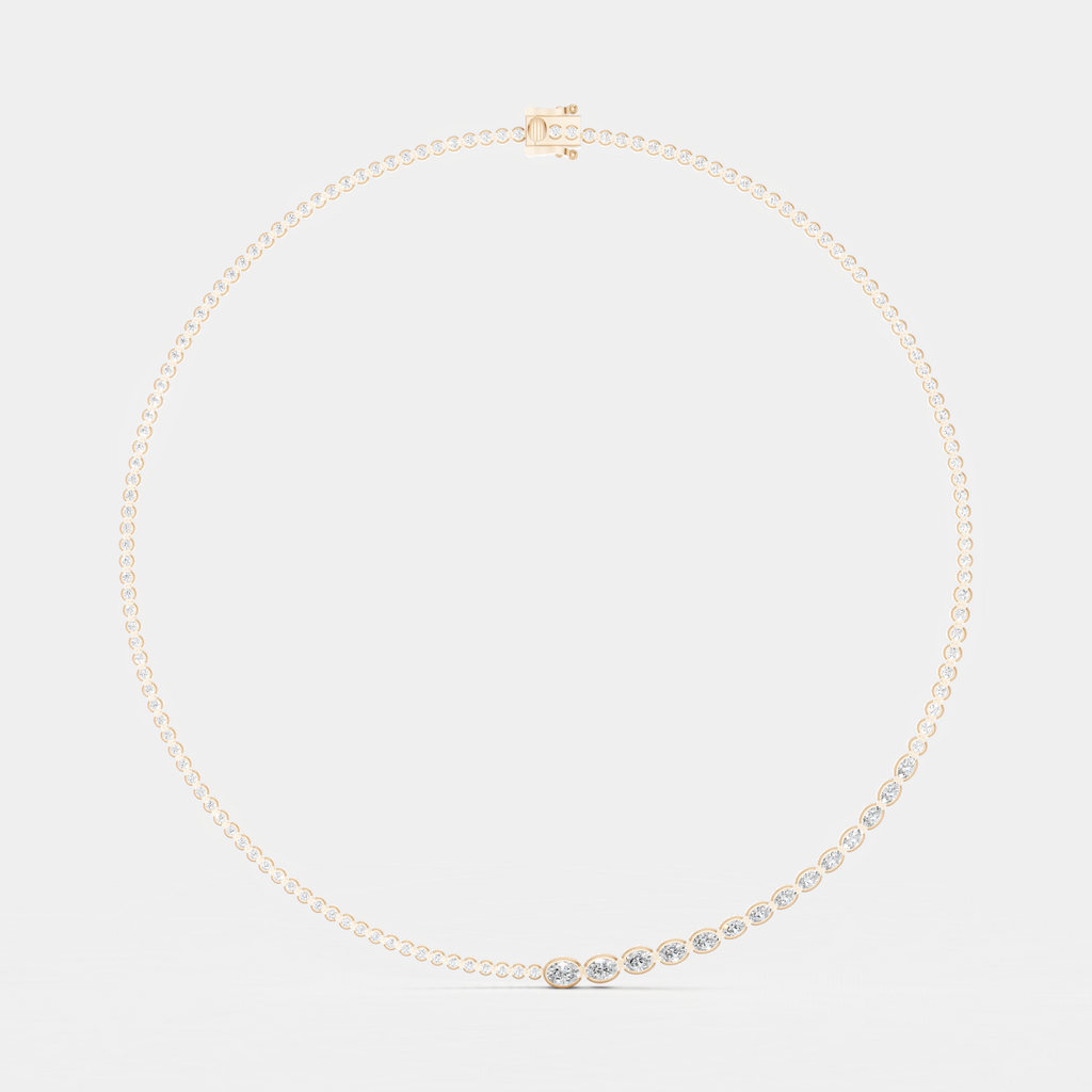Mateo Semi bezel graduated necklace in 18ct rose gold close-up
