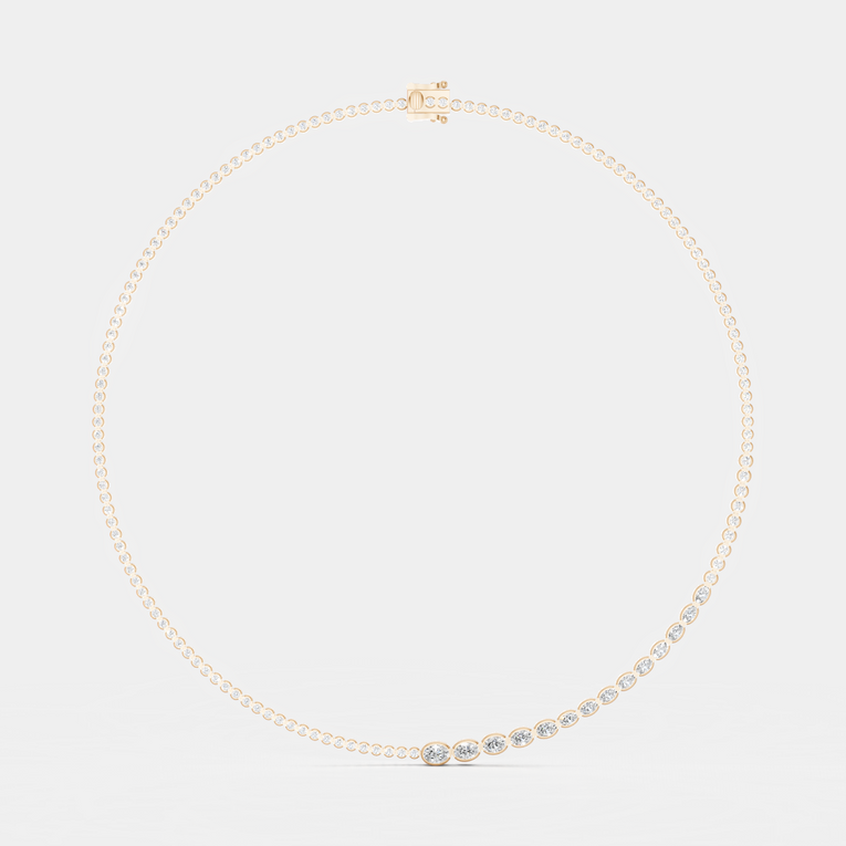 Mateo Semi bezel graduated necklace in 18ct rose gold close-up