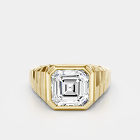 Venice 2ct Asscher Signet Bezel Grooved Band Pinky Ring