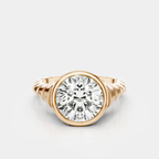 Paloma Round 2ct Brilliant Signet Bezel Grooved Band Pinky Ring