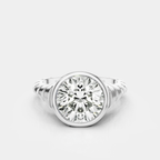 Paloma Round 2ct Brilliant Signet Bezel Grooved Band Pinky Ring