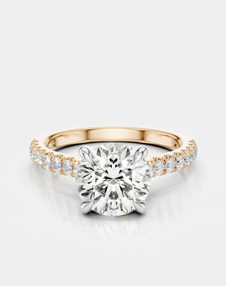 Dean Round Brilliant Four Claw Lab-Grown Diamond Band Engagement Ring — rose & white gold