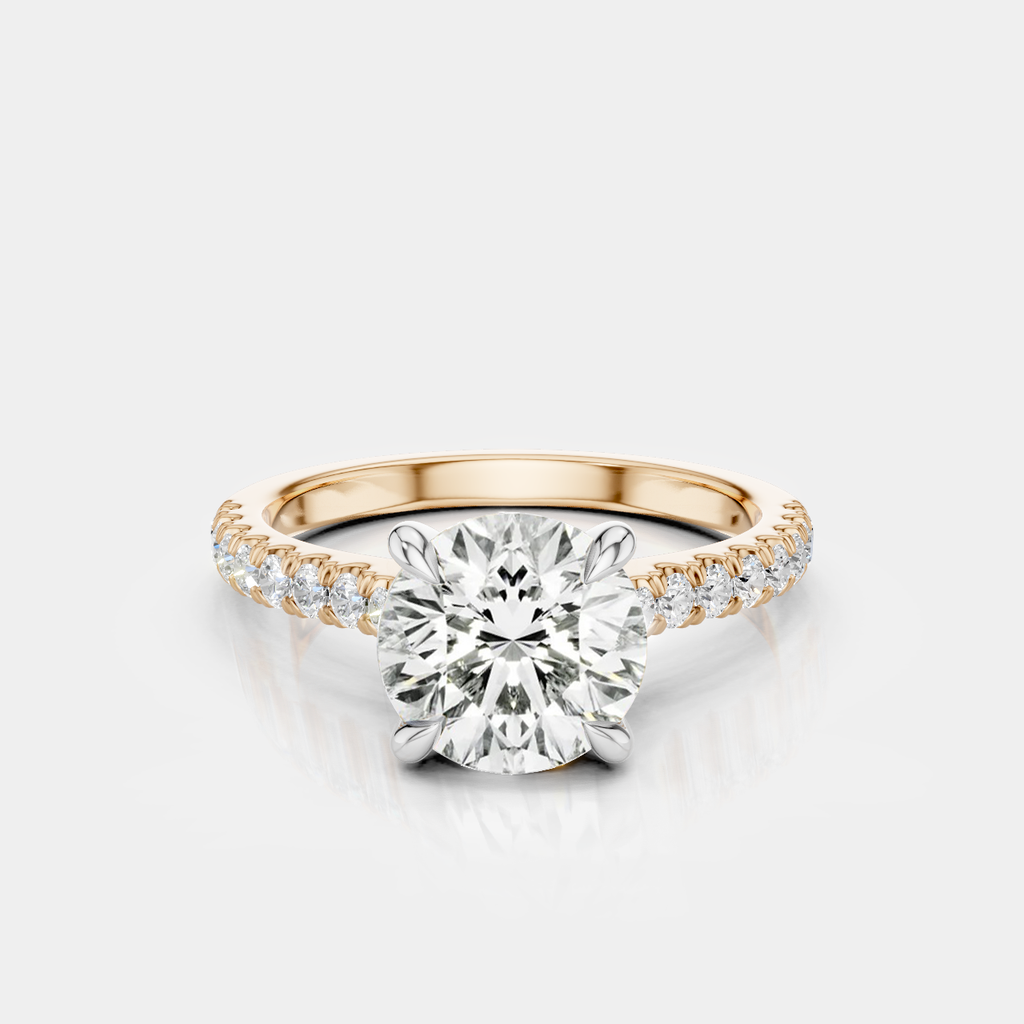 Dean Round Brilliant Four Claw Lab-Grown Diamond Band Engagement Ring — rose & white gold