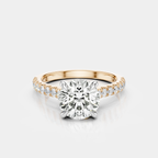 Dean Round Brilliant Four Claw Lab-Grown Diamond Band Engagement Ring — rose & white gold