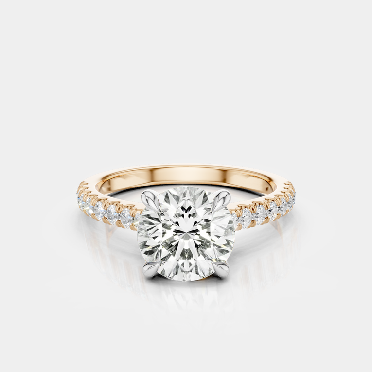 Dean Round Brilliant Four Claw Lab-Grown Diamond Band Engagement Ring — rose & white gold