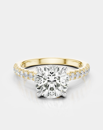 Dean Round Brilliant Four Claw Lab-Grown Diamond Band Engagement Ring — yellow & white gold