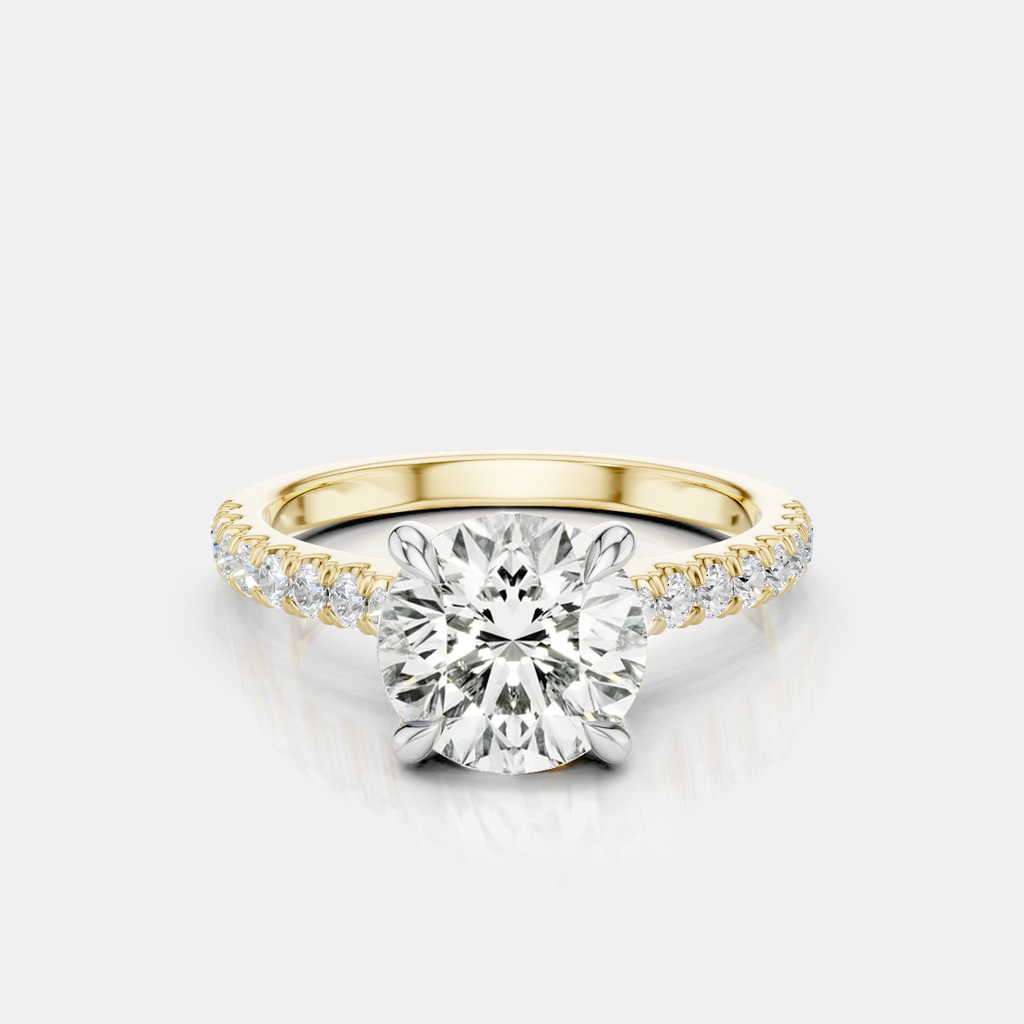 Dean Round Brilliant Four Claw Lab-Grown Diamond Band Engagement Ring — yellow & white gold