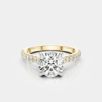 Dean Round Brilliant Four Claw Lab-Grown Diamond Band Engagement Ring — yellow & white gold