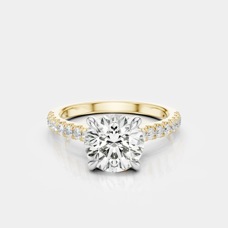 Dean Round Brilliant Four Claw Lab-Grown Diamond Band Engagement Ring — yellow & white gold