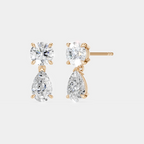 Saville 0.50ct round brilliant pear cut drop earrings in 18ct rose gold