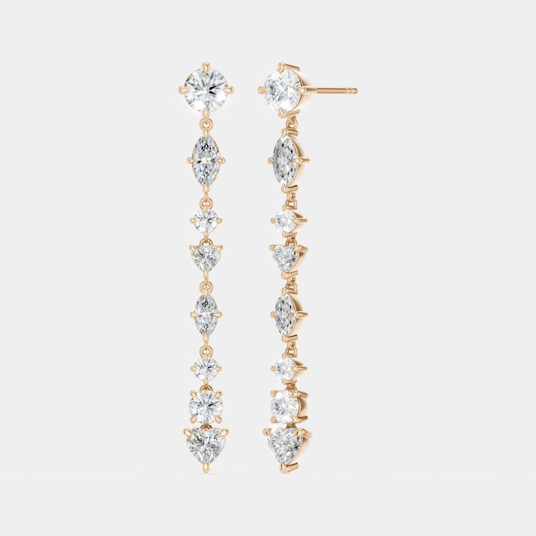 Noho mixed shape statement drop earrings in 18ct rose gold 