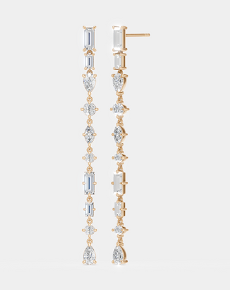 Baguette pear round marquise drops Tribeca by LOHR in 18ct yellow gold