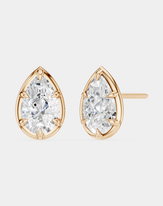 Moncur 1.5ct pear cut diamond studs in 18ct rose gold