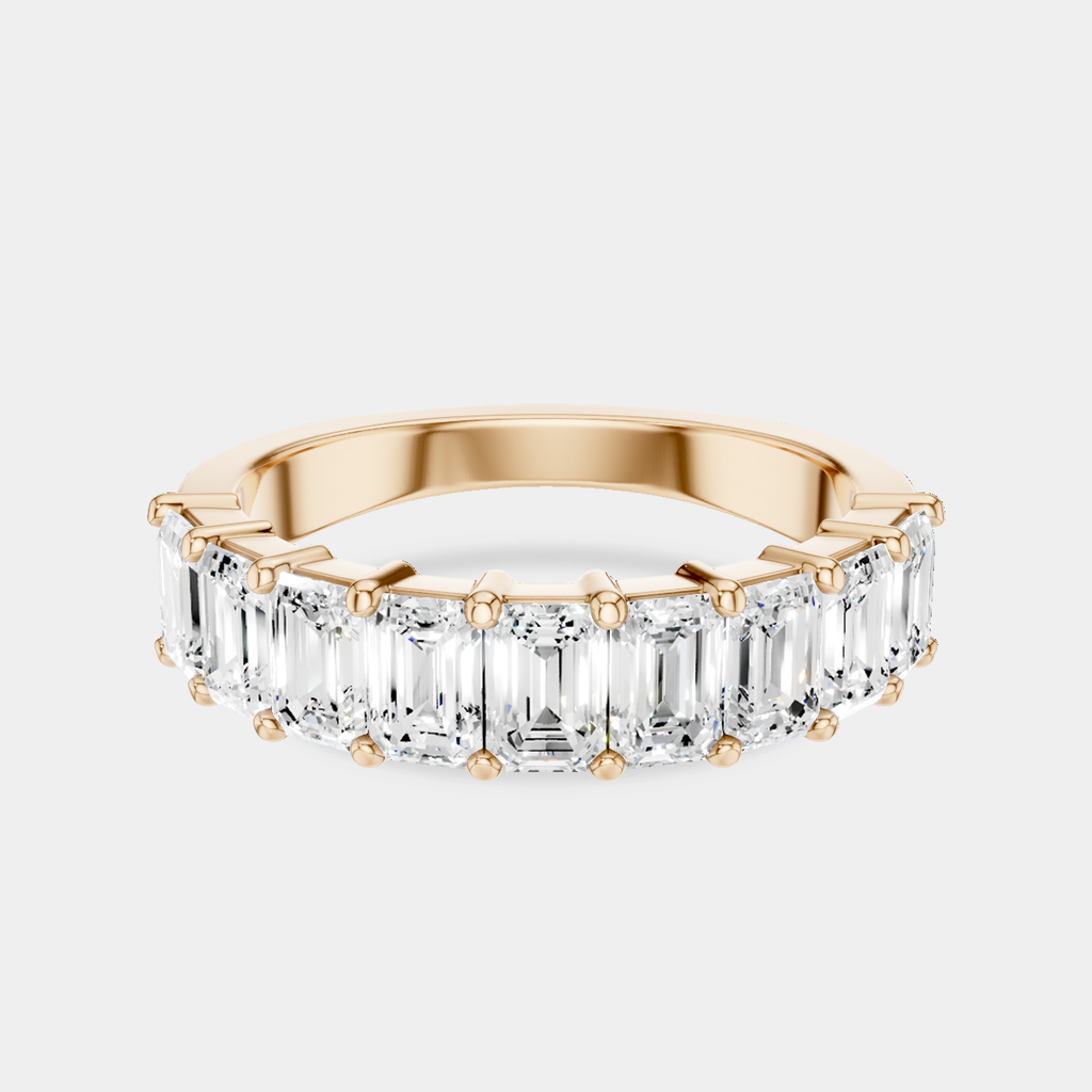 Soho 0.20ct emerald cut half eternity band in 18ct rose gold