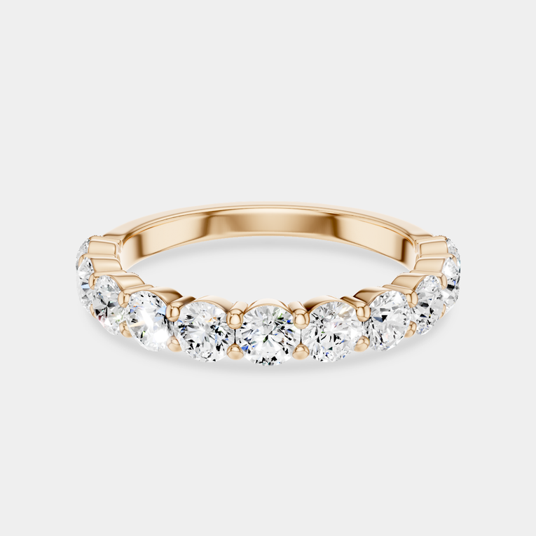 Paddington 3mm round brilliant half set wedding band in 18ct rose gold