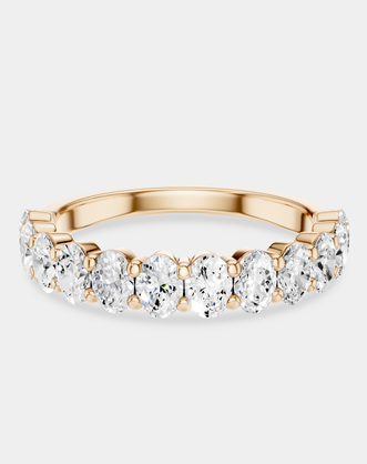 Surry 0.10ct oval North-South half set wedding band in 18ct rose gold
