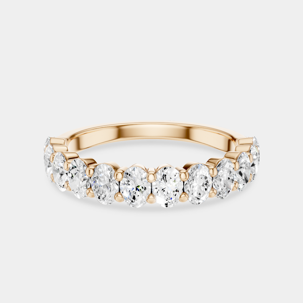 Surry 0.10ct oval North-South half set wedding band in 18ct rose gold