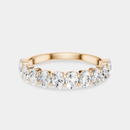 Surry 0.10ct oval North-South half set wedding band in 18ct rose gold