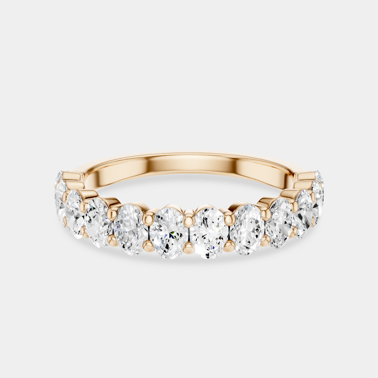 Surry 0.10ct oval North-South half set wedding band in 18ct rose gold